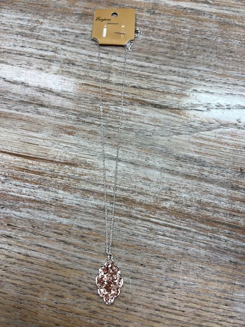 Silver Necklace Bronze Glitter Design