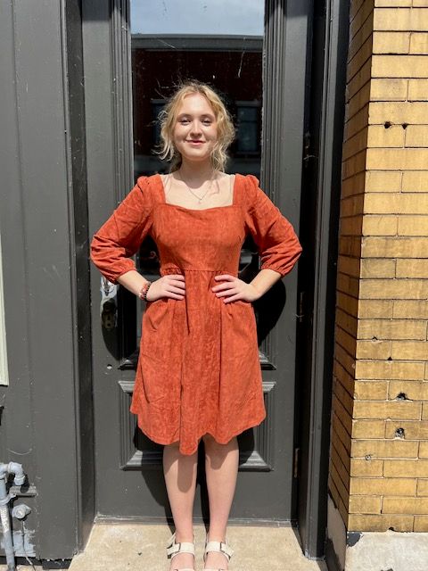 Haven Brick Suede Square Neck Dress