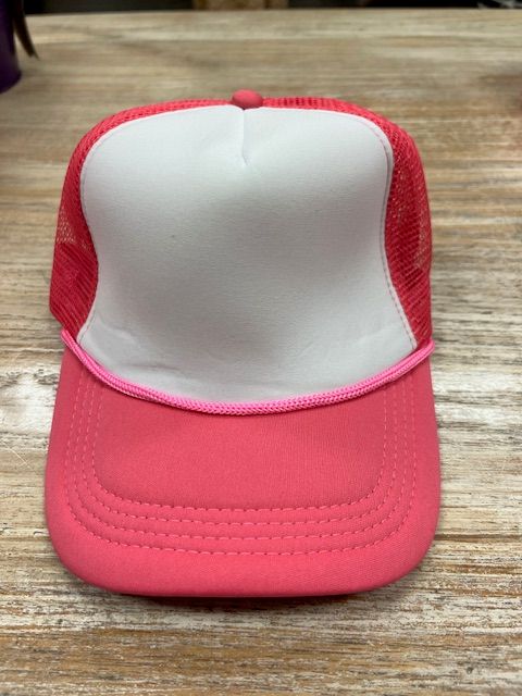 Adjustable Trucker Hat- Pink/White