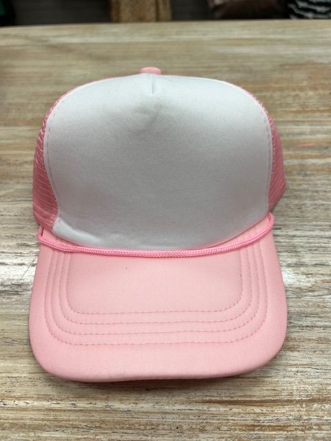 Adjustable Trucker Hat- Baby Pink/White