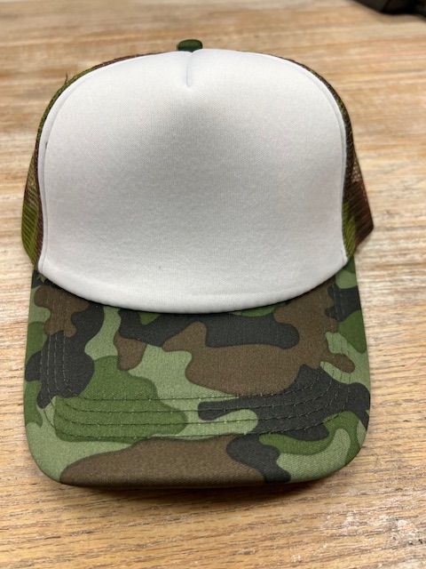 Adjustable Trucker Hat- Camo/White