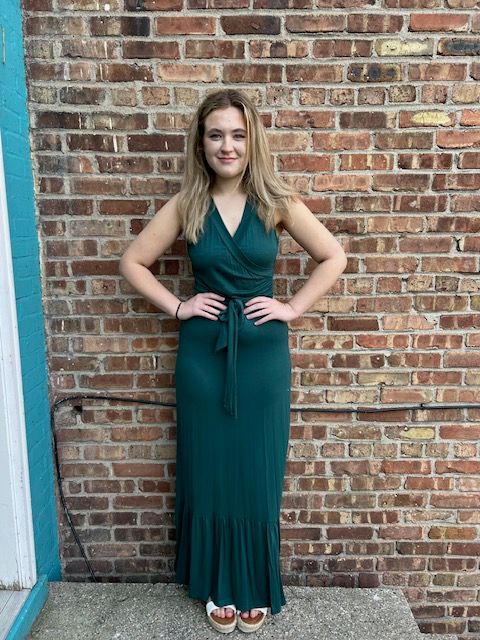 Maxine HGreen Wrap Tie Maxi Dress