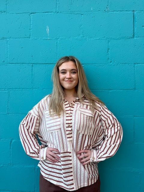 Bella Stripe Button LS Top