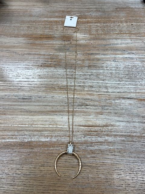 Long Gold Half Moon Snake Necklace