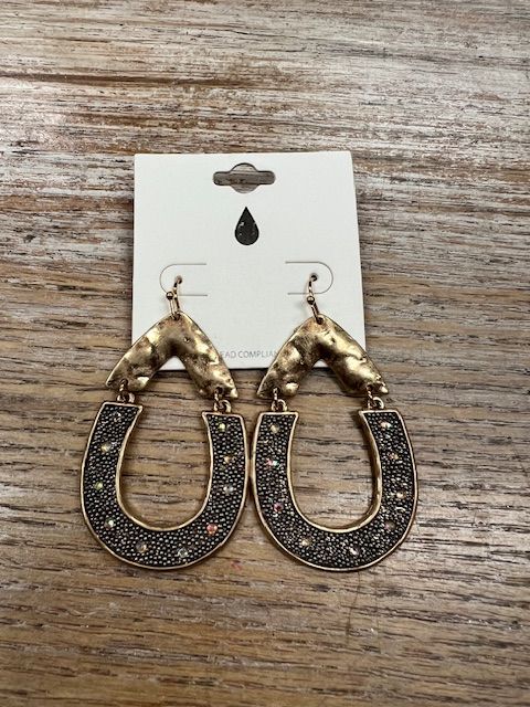 Gold Earrings w/ Black Stone Ovals