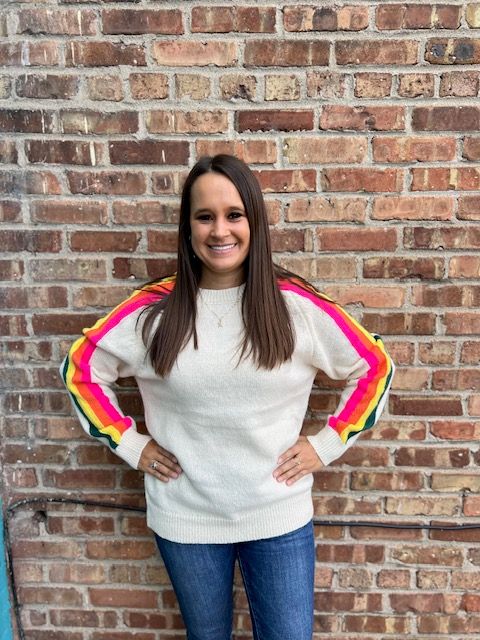 Erin Striped Sleeve Sweater