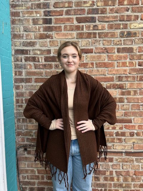 Ashby Cardigan Wrap Fringe Poncho- One Size