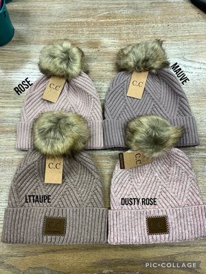 CC Suede Patch Diagonal Stripe Beanie