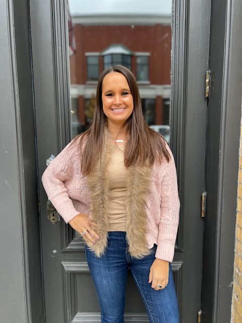 Marley Pink Faux Fur Sweater Cardigan