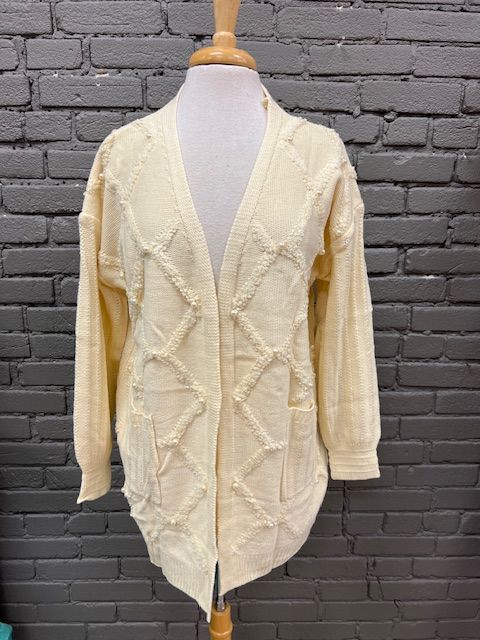 Edie Cable Knit Cardi w/ Pearls &amp; Pockets