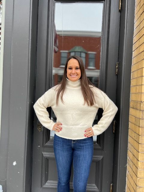 Betsy LS Turtle Neck Knit Cream Sweater