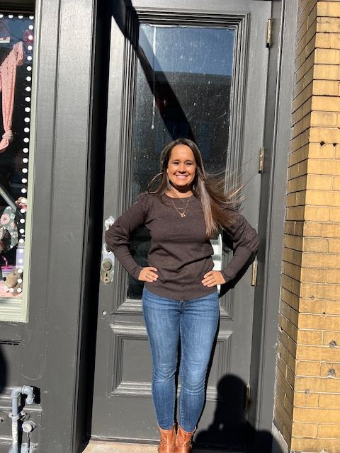 Anna Charcoal Puff Sleeve Sweater