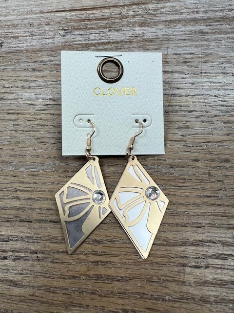 Silver Diamond Gold Cutout Flower Earrings