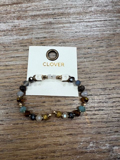 Multi Color Stone Half Circle Earrings