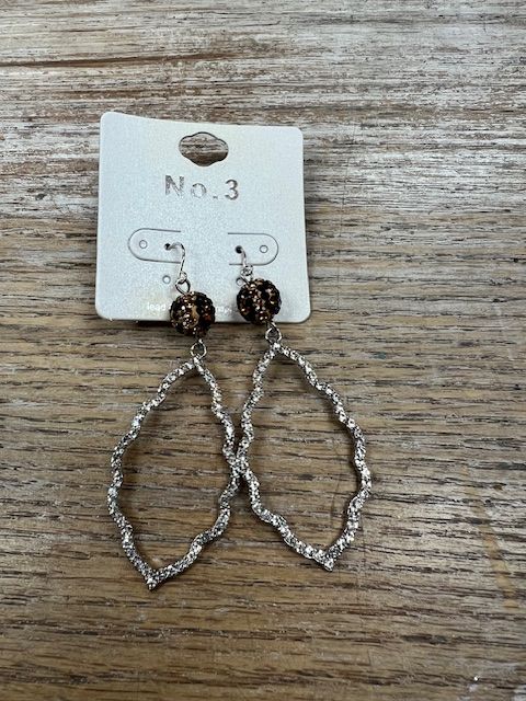 Silver Rhinestone Leopard Ball Earrings