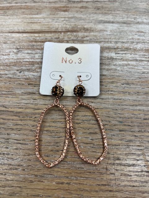 Rose Gold Rhinestone Leopard Ball Earrings