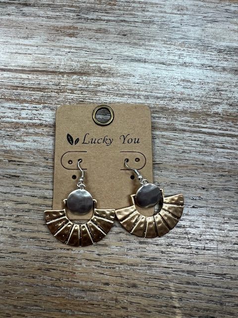 Silver Gold Hinge Half Circle Earrings