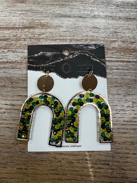 Gold Arch Earrings w/ Beads