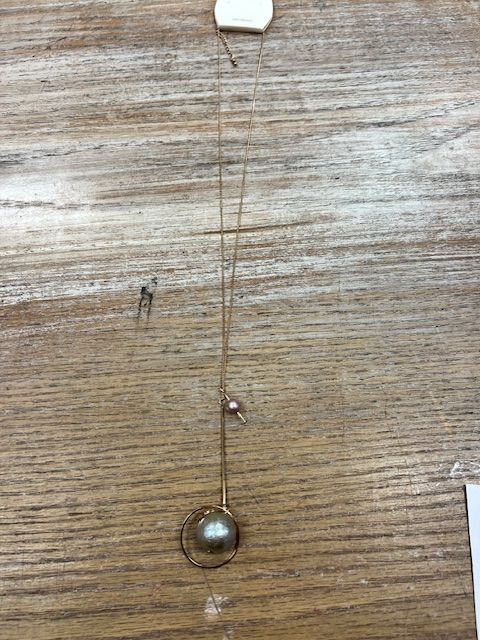 Long Gold Circle Ball Necklace