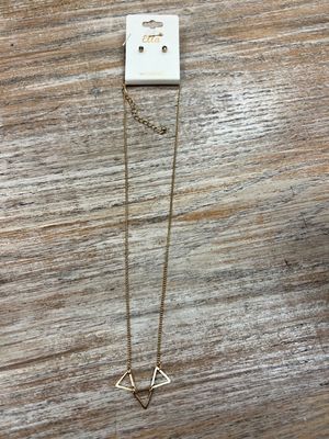 Long Gold Triple Triangle Necklace