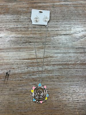 Silver Flower w/ Colors Necklace