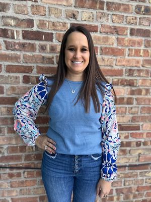 Brenda Waffle Sheer Floral LS