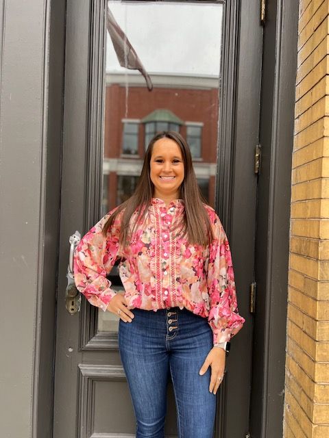 Sabrina Floral Ruffle Button Down Shirt