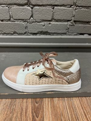 Glenda Glitter Star Patch Lace Up Sneakers