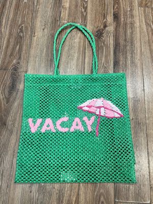 Green Woven Vacay Bag