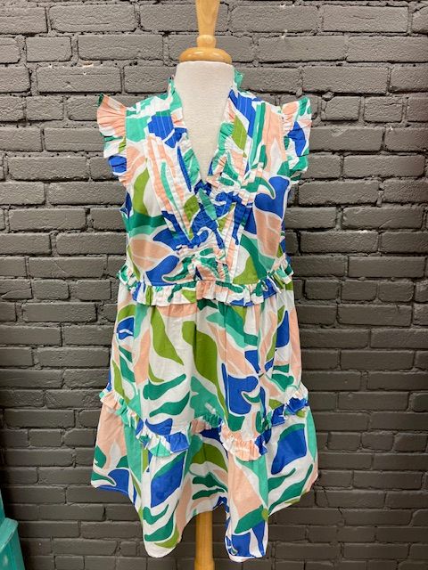 Reeves Abstract Print Flounce Dress