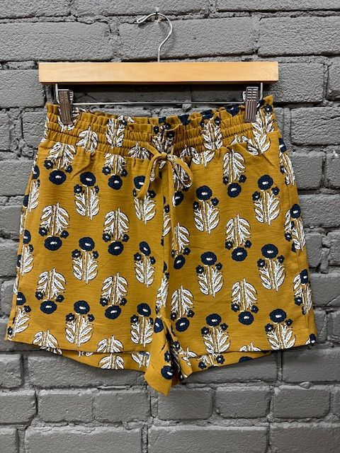 Marlo Mustard Printed Shorts