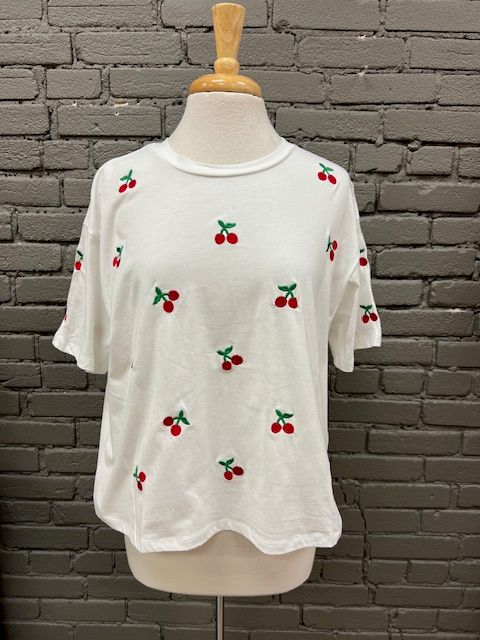 Mya Cherry Embroidered Top