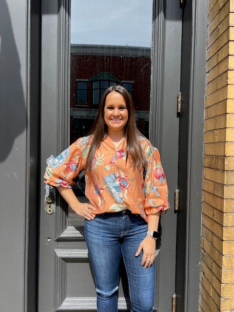 Cynthia Coral Floral Button Top