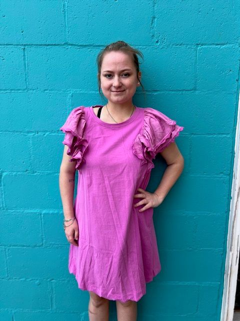 Regina Berry Ruffle Sleeve Dress