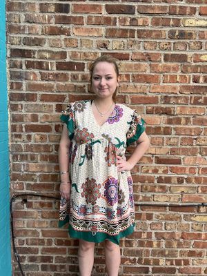 Eileen Print Short Sleeve Back Tie Dress