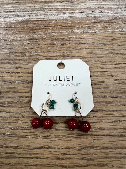 Gold Cherry Dangle Earrings