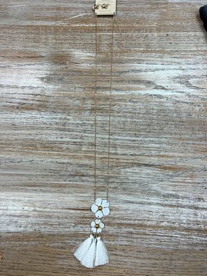 Long Gold White Flower Necklace