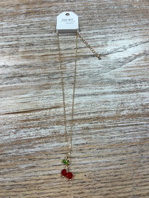Gold Cherry Beaded Necklace