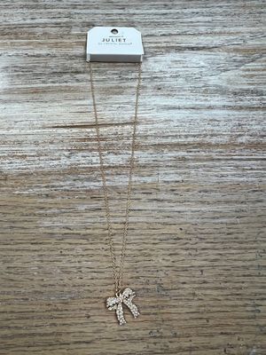 Gold Pearl Bow Necklace