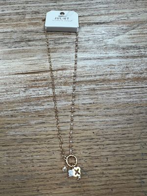 Gold Pearl Charm Necklace