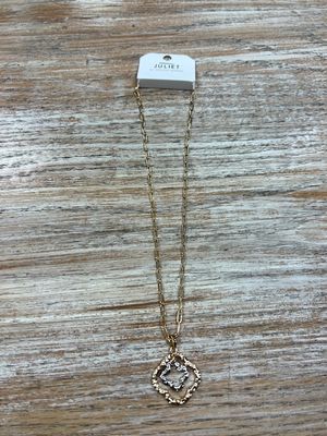 Gold Silver Cutout Clover Necklace