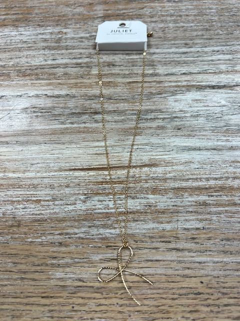 Gold Wire Bow Necklace