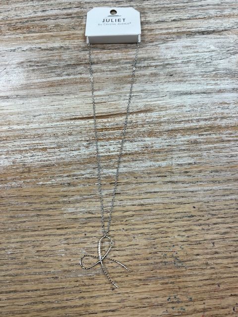 Silver Wire Bow Necklace