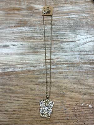 Long Gold w/ Silver Butterfly Necklace