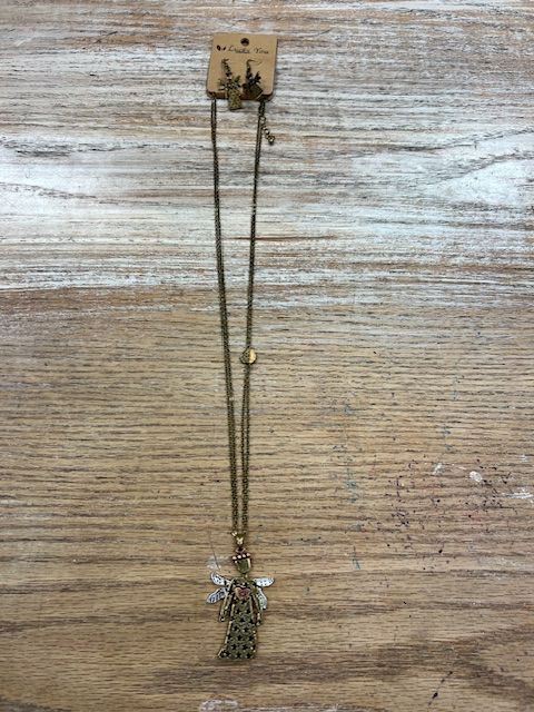 Long Bronze Angel Necklace