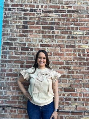 Sloane 2 Tone Bow Ruffle Top