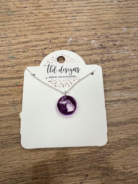 TLD Michigan Purple Acrylic Necklace