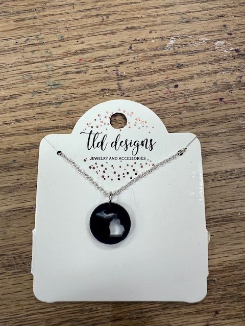 TLD Michigan Navy Acrylic Necklace