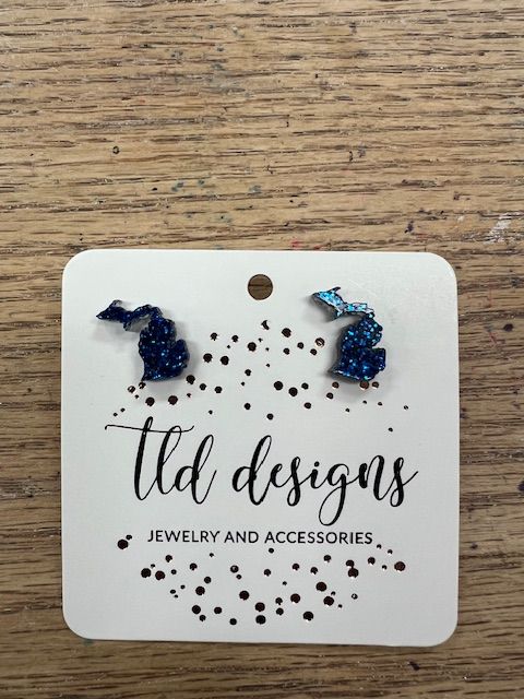 TLD Small Michigan Blue Studs
