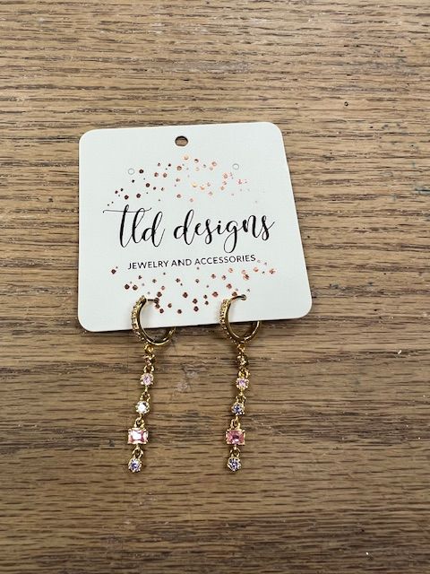 TLD Pink Purple Dangle Huggies